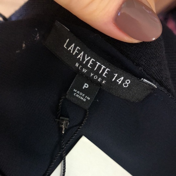 Lafayette 148 Open Cardigan Sweater Lace Back NWT Navy Size Small - Picture 7 of 13